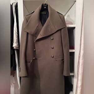 Balmainx HM Men's Double-Breasted Tan Pea Coat
